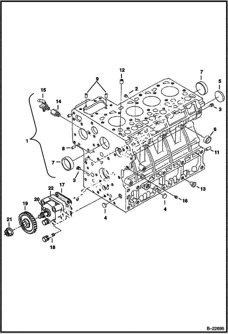 Схема запчастей Bobcat 341 - CRANKCASE POWER UNIT