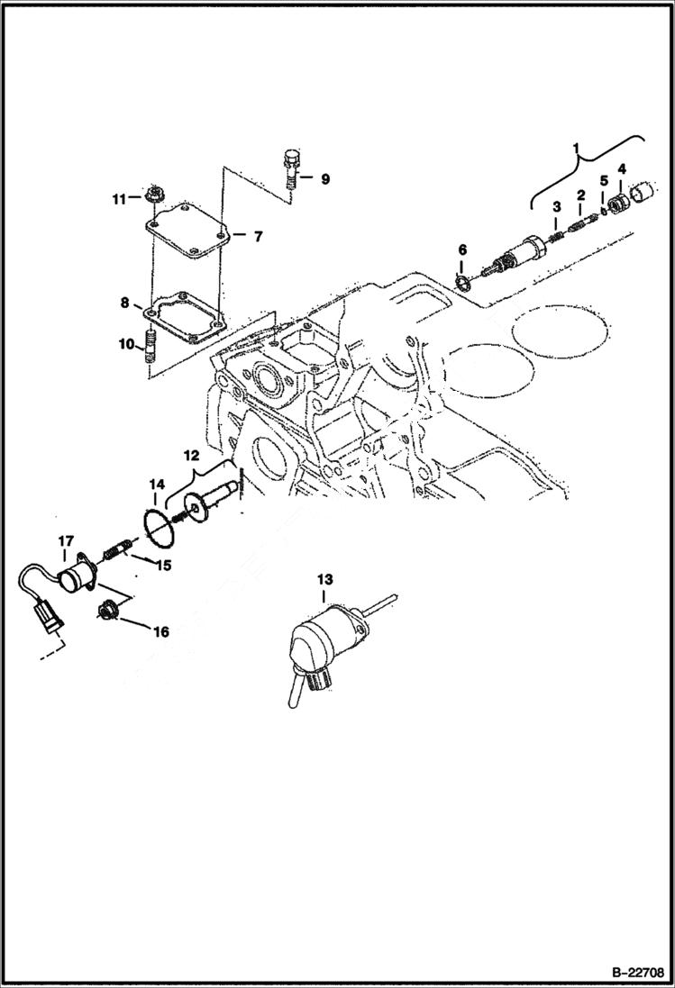 Схема запчастей Bobcat 435 - ENGINE STOP LEVER POWER UNIT
