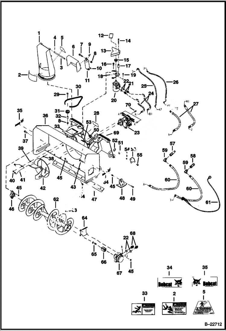 Схема запчастей Bobcat SNOWBLOWER - SB150 SNOWBLOWER (Main Frame) (36 7134) (48 7133) Loader