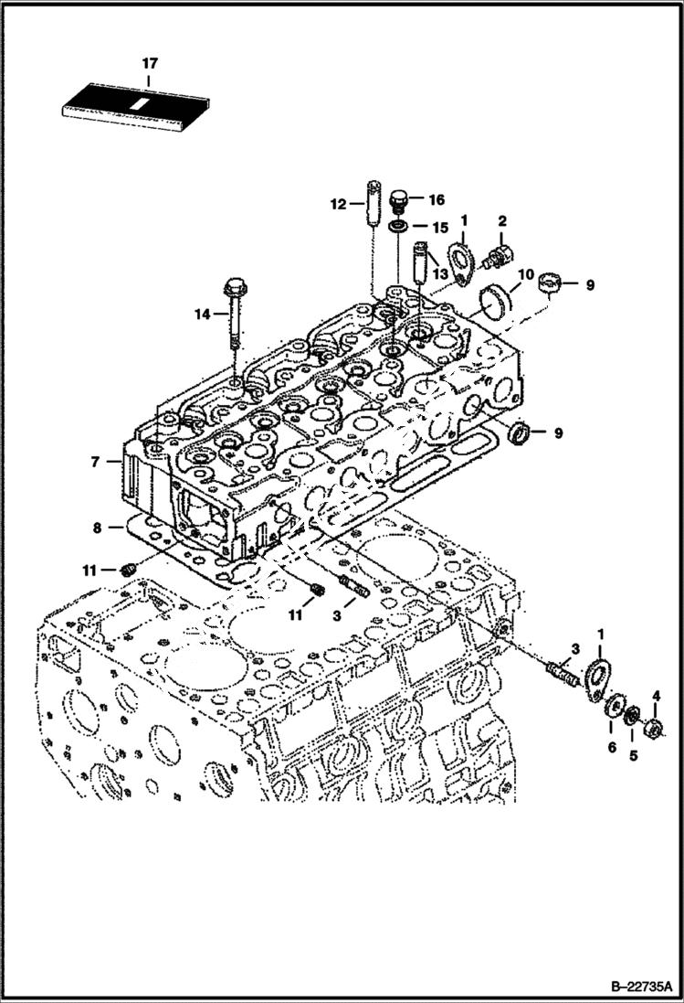 Схема запчастей Bobcat T-Series - CYLINDER HEAD (Kubota - V2403TMDI) POWER UNIT