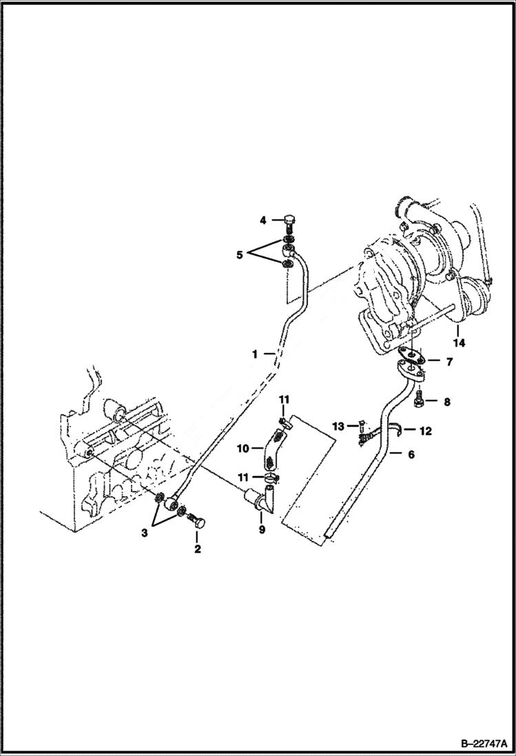 Схема запчастей Bobcat T-Series - OIL PIPE (Turbo Charger) (Kubota - V2403TMDI) POWER UNIT