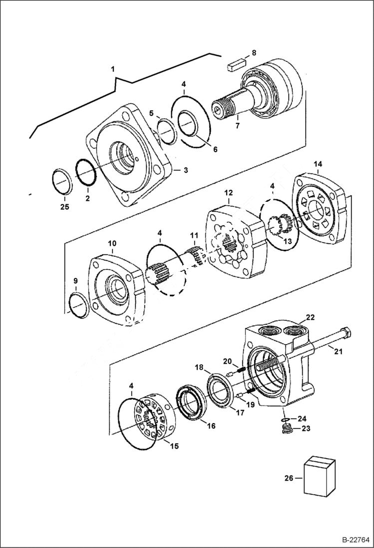 Схема запчастей Bobcat Mini Tracks Loaders - DRIVE MOTOR HYDROSTATIC SYSTEM