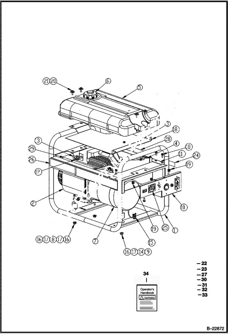 Схема запчастей Bobcat GENERATOR - MAIN FRAME (BG3H) BG3H
