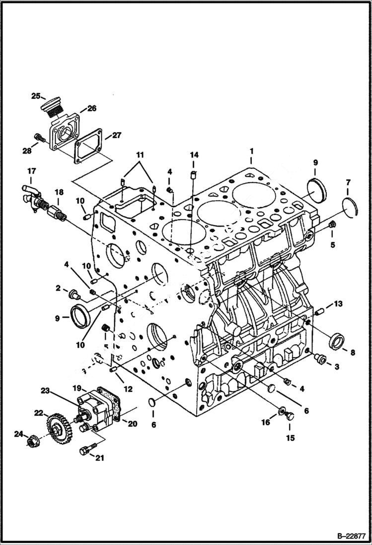 Схема запчастей Bobcat 329 - CRANKCASE POWER UNIT
