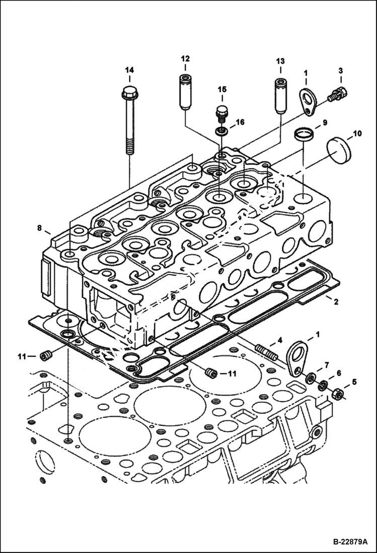 Схема запчастей Bobcat 325 - CYLINDER HEAD Kubota - D1703-M-E3B - Interim Tier IV Replacement REPLACEMENT ENGINE