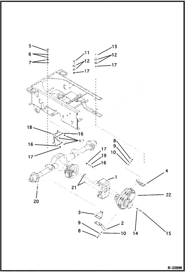 Схема запчастей Bobcat B200 - REAR AXLE B200 AXLES & WHEELS