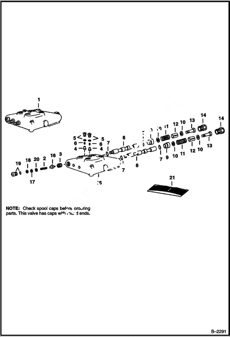 Схема запчастей Bobcat BACKHOE - BACKHOE (Hydraulic Valve) (Cessna 30922-AJ) (905) (905A) (905B) 905 BACKHOE