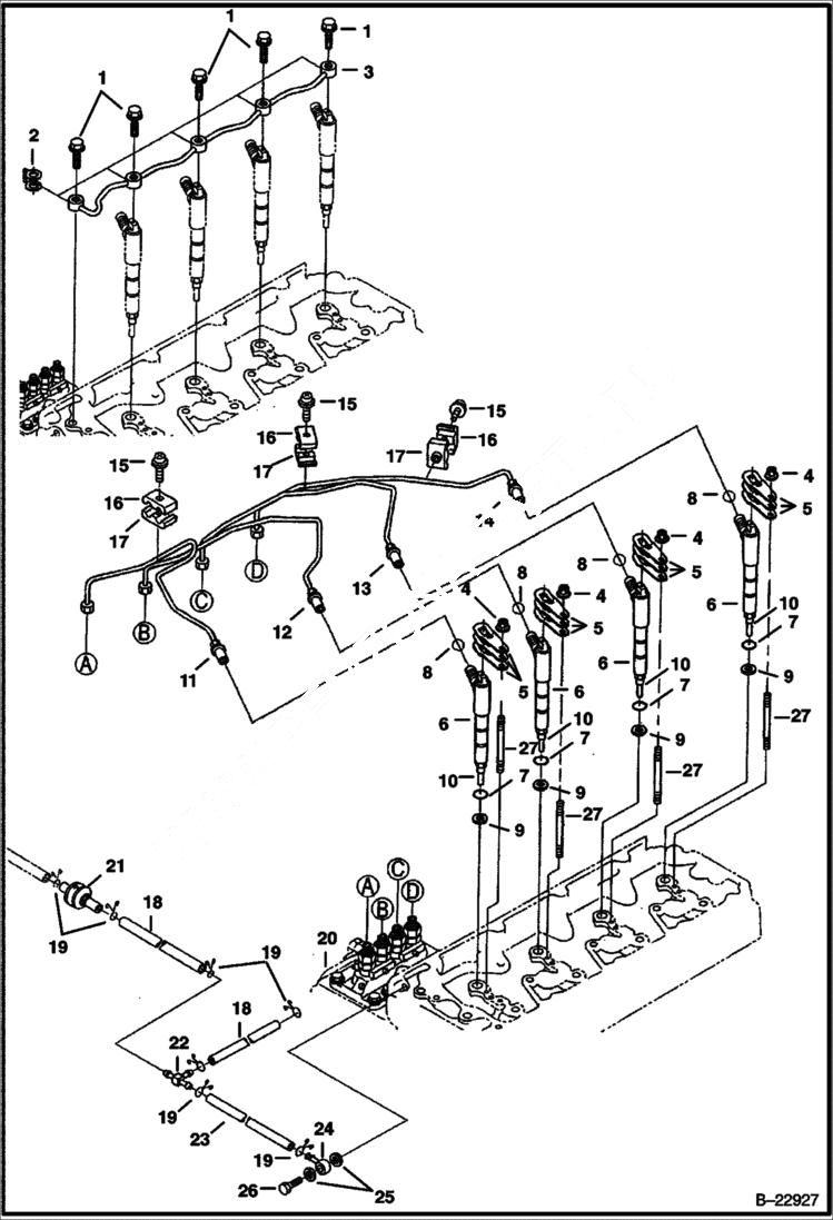 Схема запчастей Bobcat T-Series - FUEL INJECTION SYSTEM (V3300 DI T Kubota) POWER UNIT