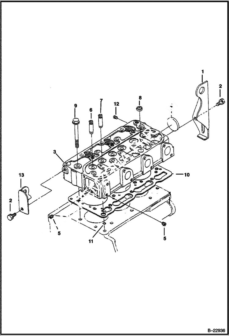 Схема запчастей Bobcat B200 - CYLINDER HEAD POWER UNIT