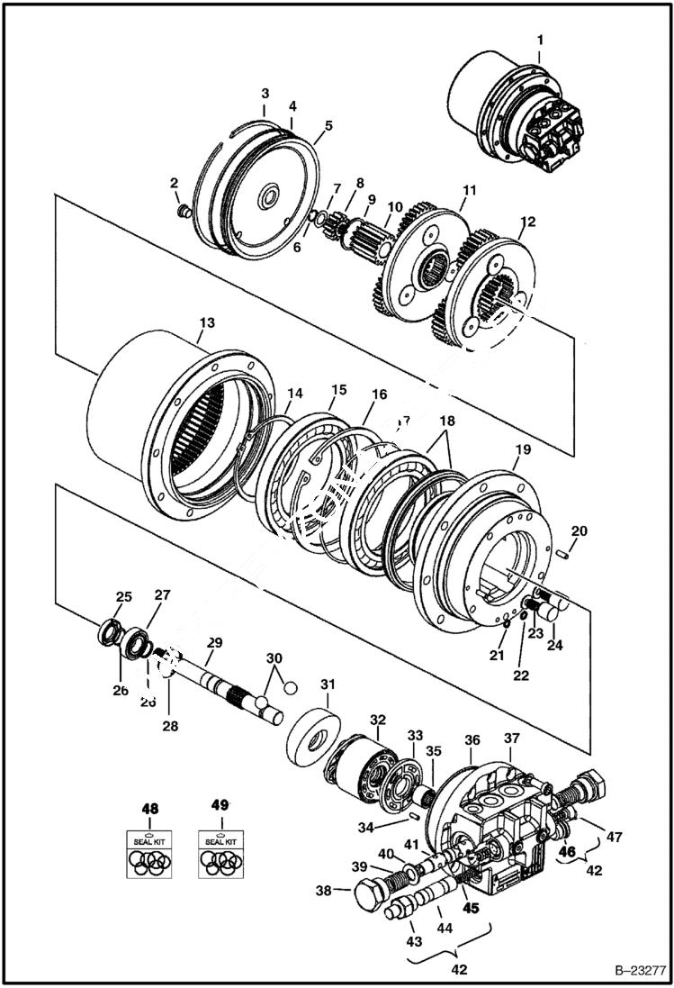 Схема запчастей Bobcat 323 - DRIVE MOTOR (323J) HYDRAULIC SYSTEM