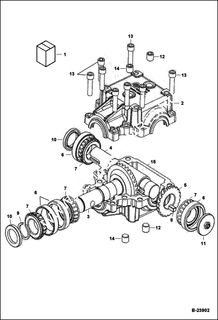 Схема запчастей Bobcat MOWER - MOWER (Gearbox) (MM54 AB4D) (MM66 AB4C) Компактные тракторы
