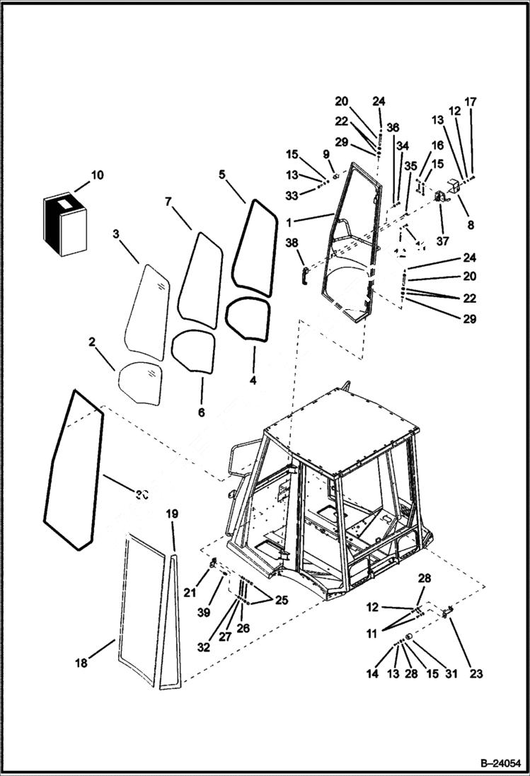 Схема запчастей Bobcat B300 - CAB Left Side CANOPY