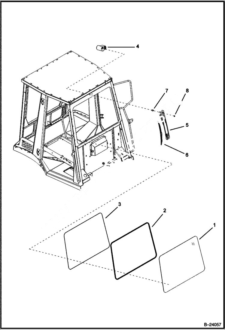 Схема запчастей Bobcat BL370 - CAB Front Window CANOPY