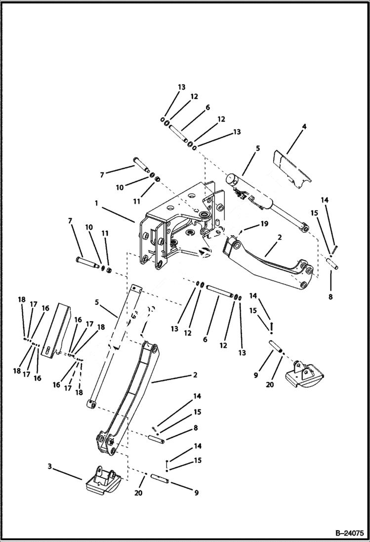 Схема запчастей Bobcat BL370 - TRUNNION Center Mount Backhoe WORK EQUIPMENT