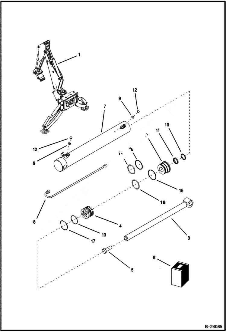 Схема запчастей Bobcat BL370 - ARM CYLINDER (Center Mount Backhoe) HYDRAULIC SYSTEM
