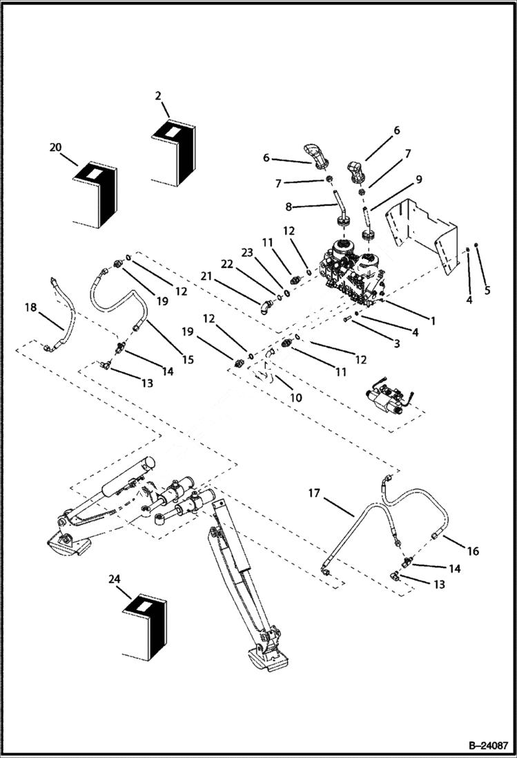 Схема запчастей Bobcat B300 - HYDRAULIC CIRCUITRY Center Backhoe HYDRAULIC SYSTEM