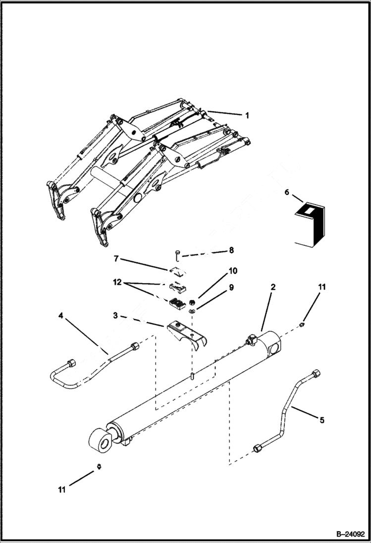 Схема запчастей Bobcat BL370 - LIFT CYLINDER Loading Arms HYDRAULIC SYSTEM