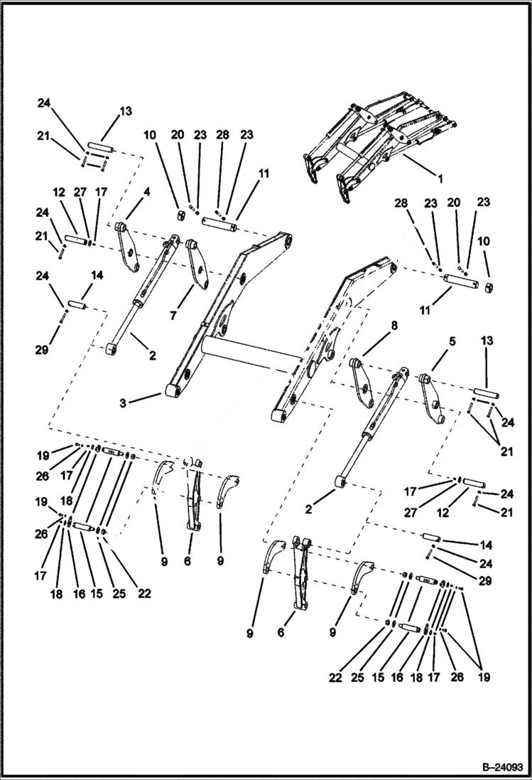 Схема запчастей Bobcat BL370 - LOADING ARMS HYDRAULIC SYSTEM