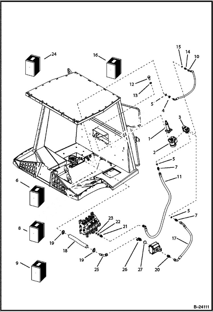 Схема запчастей Bobcat BL370 - HYDRAULIC CIRCUITRY (Frame) HYDRAULIC SYSTEM