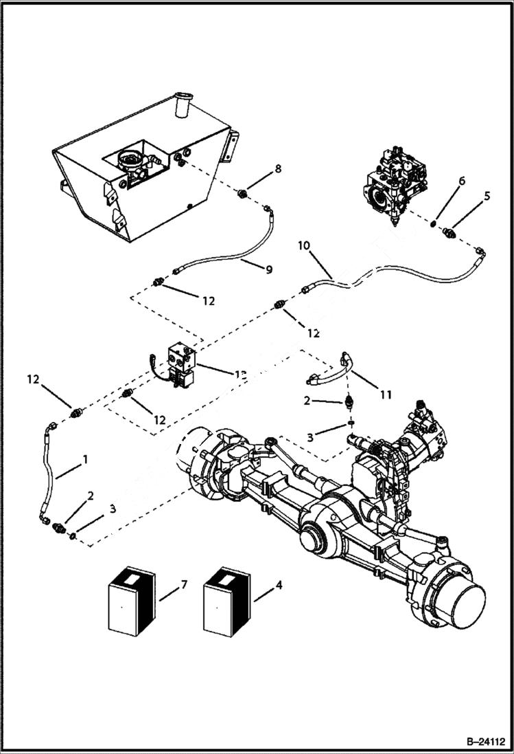 Схема запчастей Bobcat BL370 - HYDRAULIC CIRCUITRY (Frame) HYDRAULIC SYSTEM