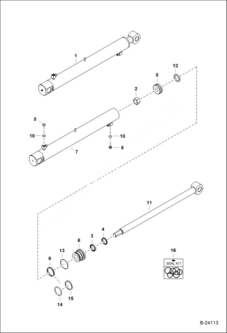 Схема запчастей Bobcat B300 - LIFT CYLINDER Loading Arms HYDRAULIC SYSTEM