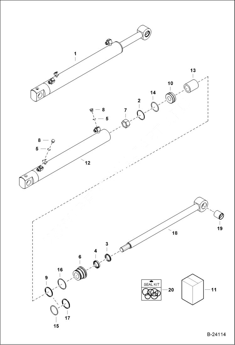 Схема запчастей Bobcat B300 - TILT CYLINDER Loading Arms HYDRAULIC SYSTEM