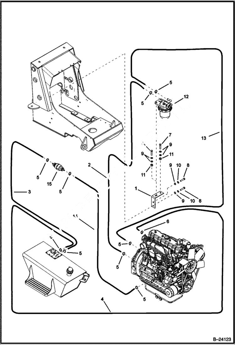 Схема запчастей Bobcat B300 - FUEL ASSY Tier I 5723 11001 & Above POWER UNIT