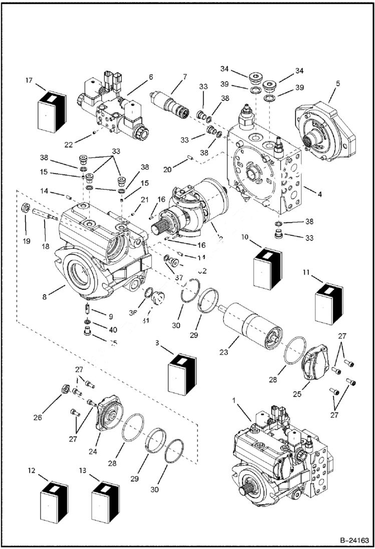 Схема запчастей Bobcat BL370 - HYDRAULIC CIRCUITRY (Axial Pump) HYDRAULIC SYSTEM
