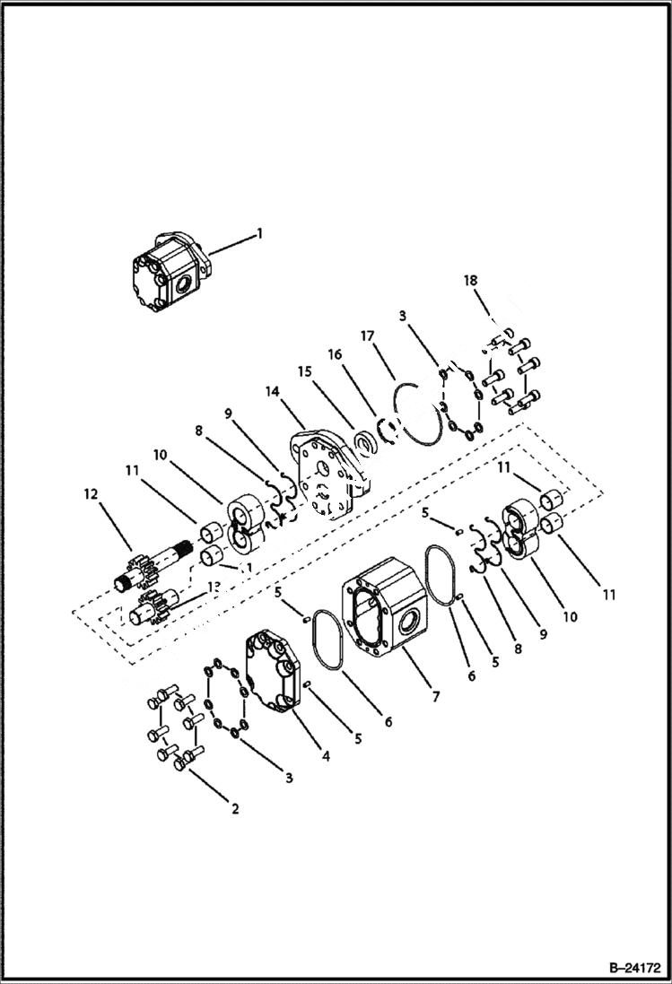 Схема запчастей Bobcat BL370 - HYDRAULIC CIRCUITRY (Gear Pump) HYDRAULIC SYSTEM