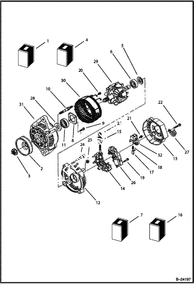 Схема запчастей Bobcat B300 - ALTERNATOR ELECTRICAL SYSTEM