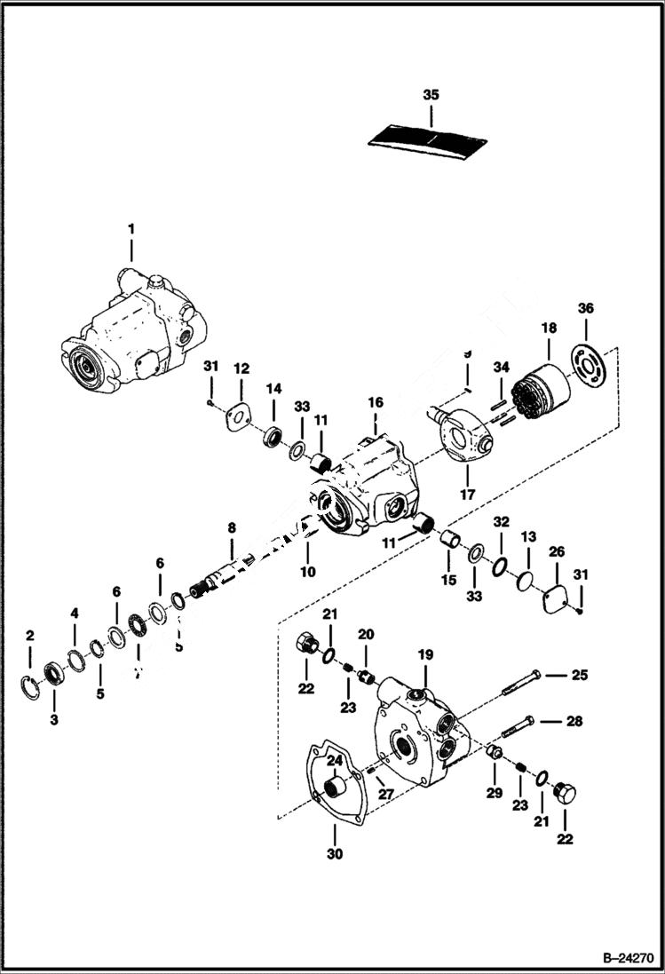 Схема запчастей Bobcat 500s - HYDROSTATIC PUMP (Front) HYDROSTATIC SYSTEM