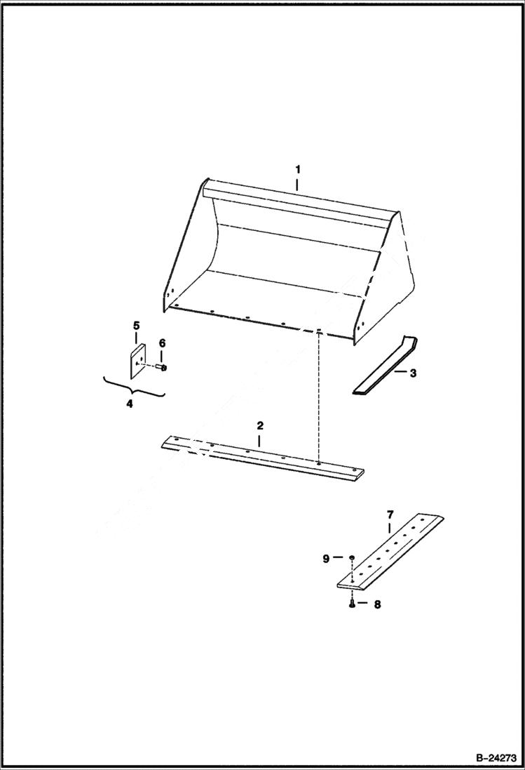Схема запчастей Bobcat BUCKETS - 62 DIRT BUCKET FOR TOOLCAT Loader