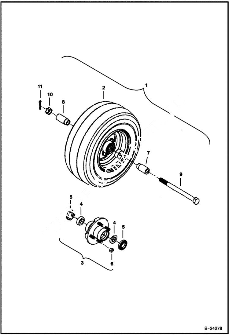 Схема запчастей Bobcat POWER RAKE - POWER RAKE (Wheel & Tire Assy with Cast Hub) Loader