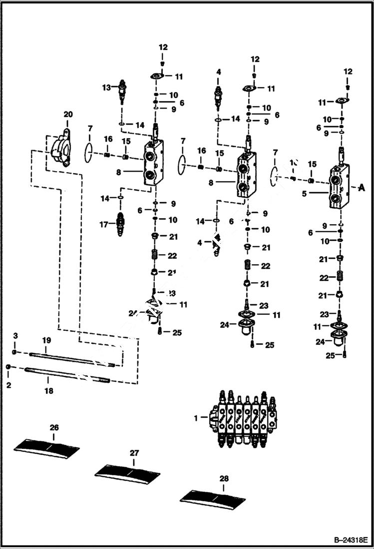 Схема запчастей Bobcat BACKHOE - VALVE CONTROL 928S 928S BACKHOE