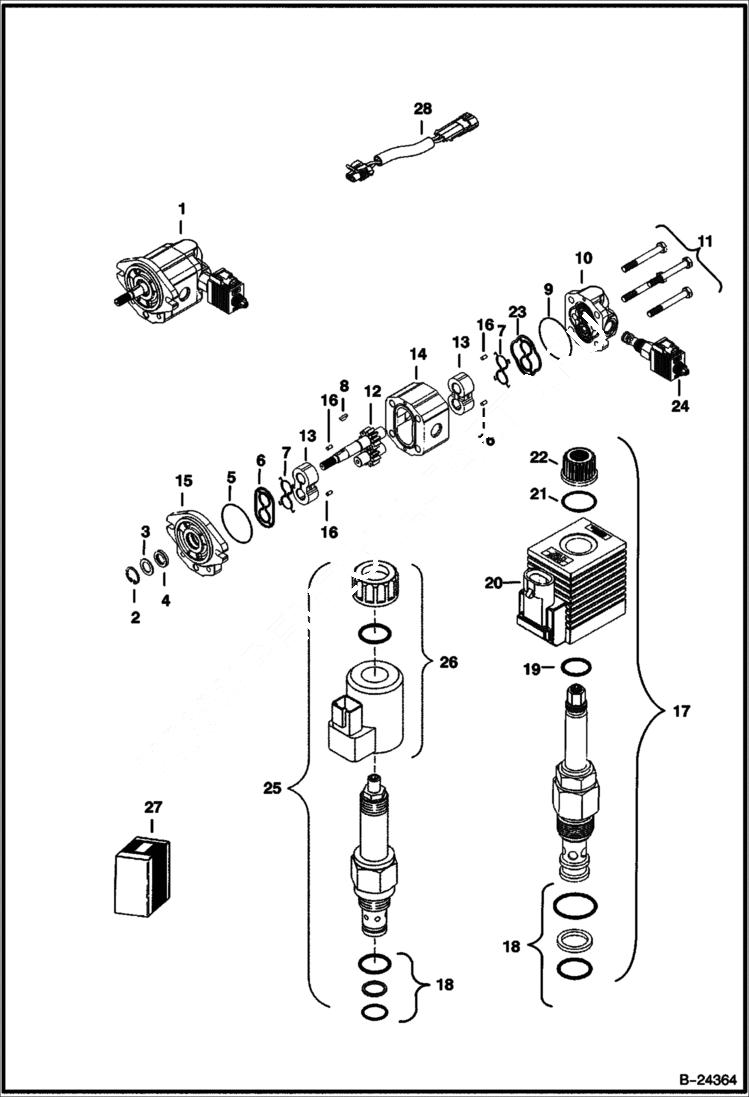 Схема запчастей Bobcat 430 - FAN MOTOR HYDRAULIC SYSTEM