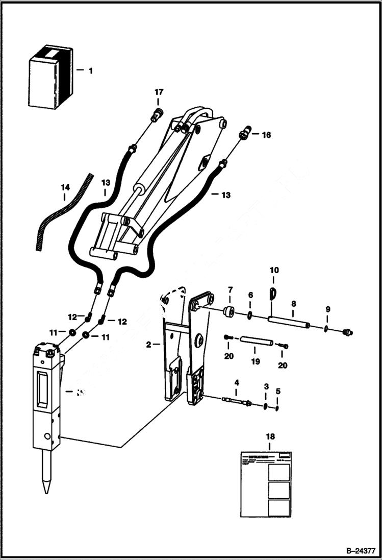 Схема запчастей Bobcat BACKHOE - BREAKER MOUNTING KIT 2560, 3560, 2570, & 3570 Breaker - 730SH 730SH BACKHOE