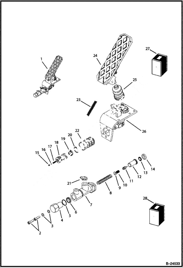 Схема запчастей Bobcat BL570 - MAIN BRAKE Pedal CONTROLS