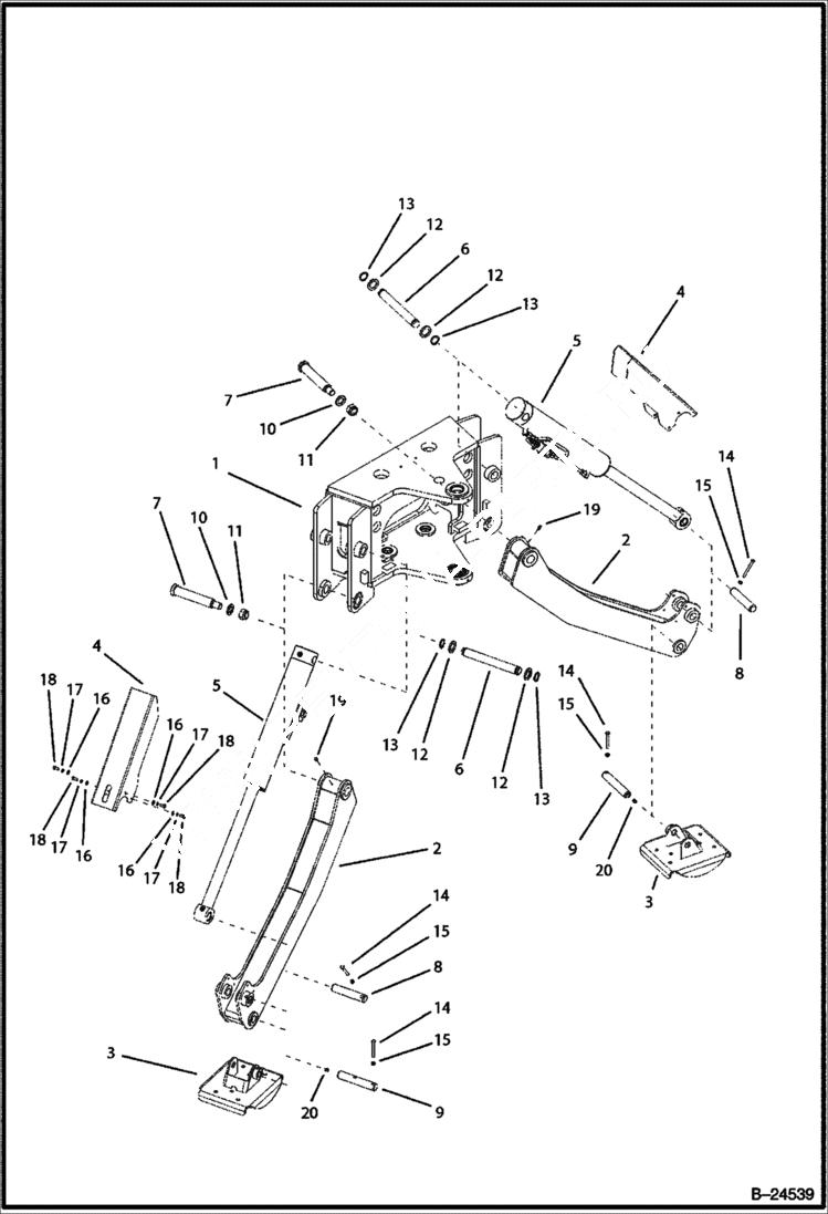 Схема запчастей Bobcat BL570 - CENTER MOUNT BACKHOE Trunnion WORK EQUIPMENT