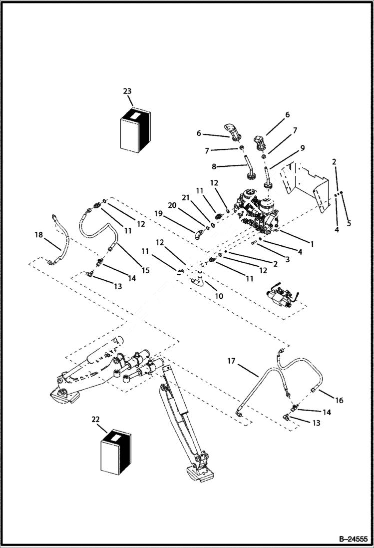 Схема запчастей Bobcat BL570 - HYDRAULIC CIRCUITRY Center Backhoe HYDRAULIC SYSTEM