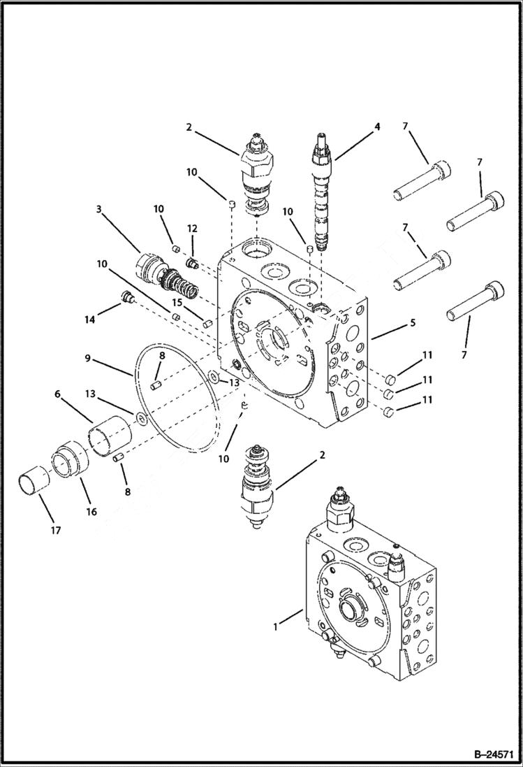 Схема запчастей Bobcat BL570 - HYDRAULIC CIRCUITRY Axial Pump HYDRAULIC SYSTEM