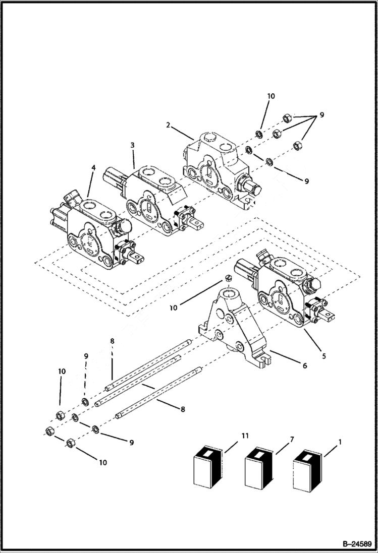 Схема запчастей Bobcat BL570 - HYDRAULIC CIRCUITRY Front Distributor HYDRAULIC SYSTEM