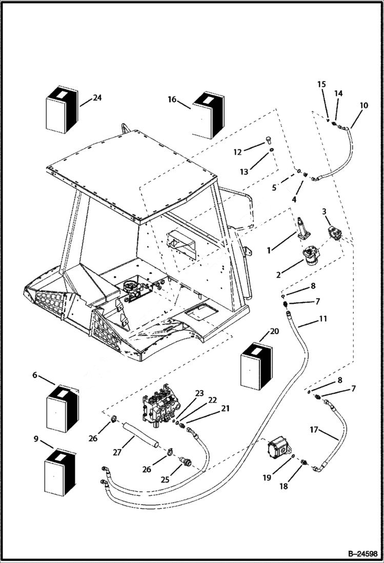 Схема запчастей Bobcat BL570 - HYDRAULIC CIRCUITRY Frame HYDRAULIC SYSTEM