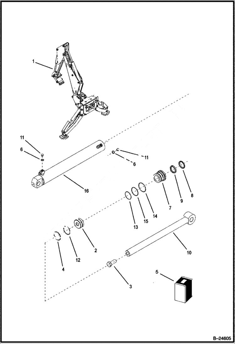 Схема запчастей Bobcat BL570 - BUCKET CYLINDER Center Mount Backhoe HYDRAULIC SYSTEM