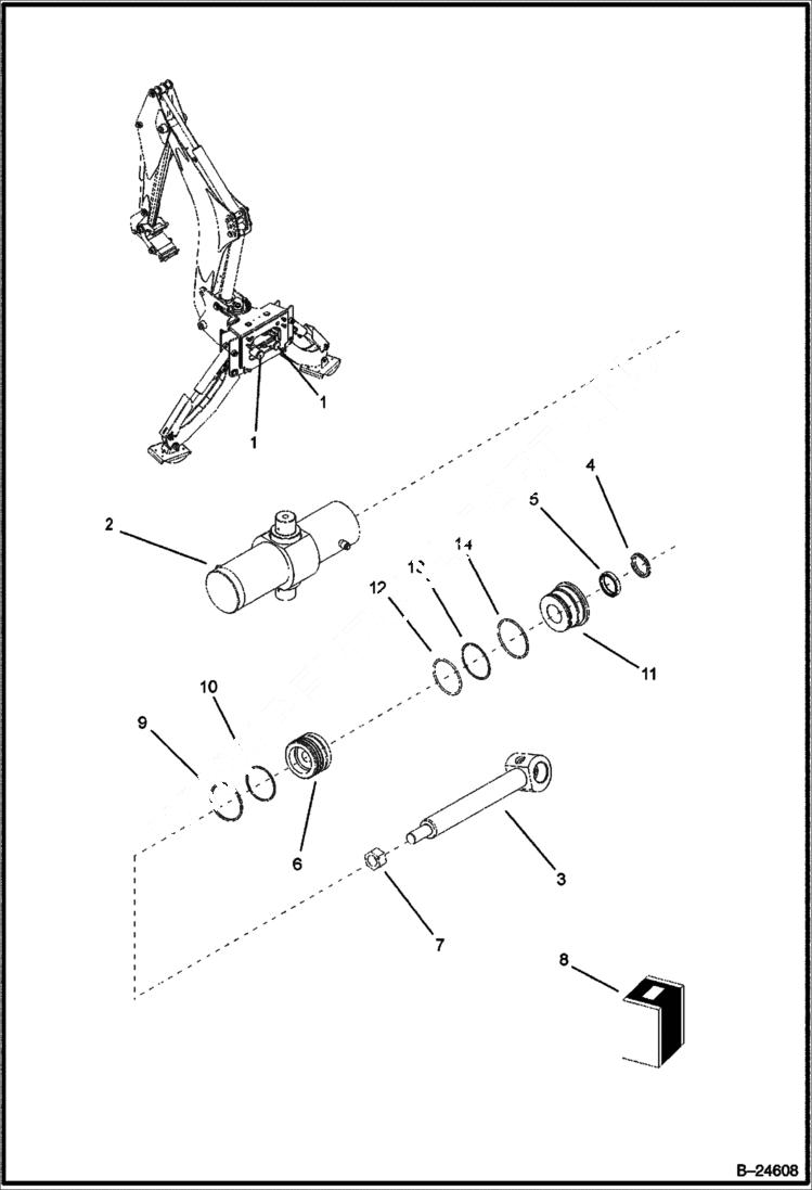 Схема запчастей Bobcat BL570 - SWING CYLINDER Center Mount Backhoe HYDRAULIC SYSTEM