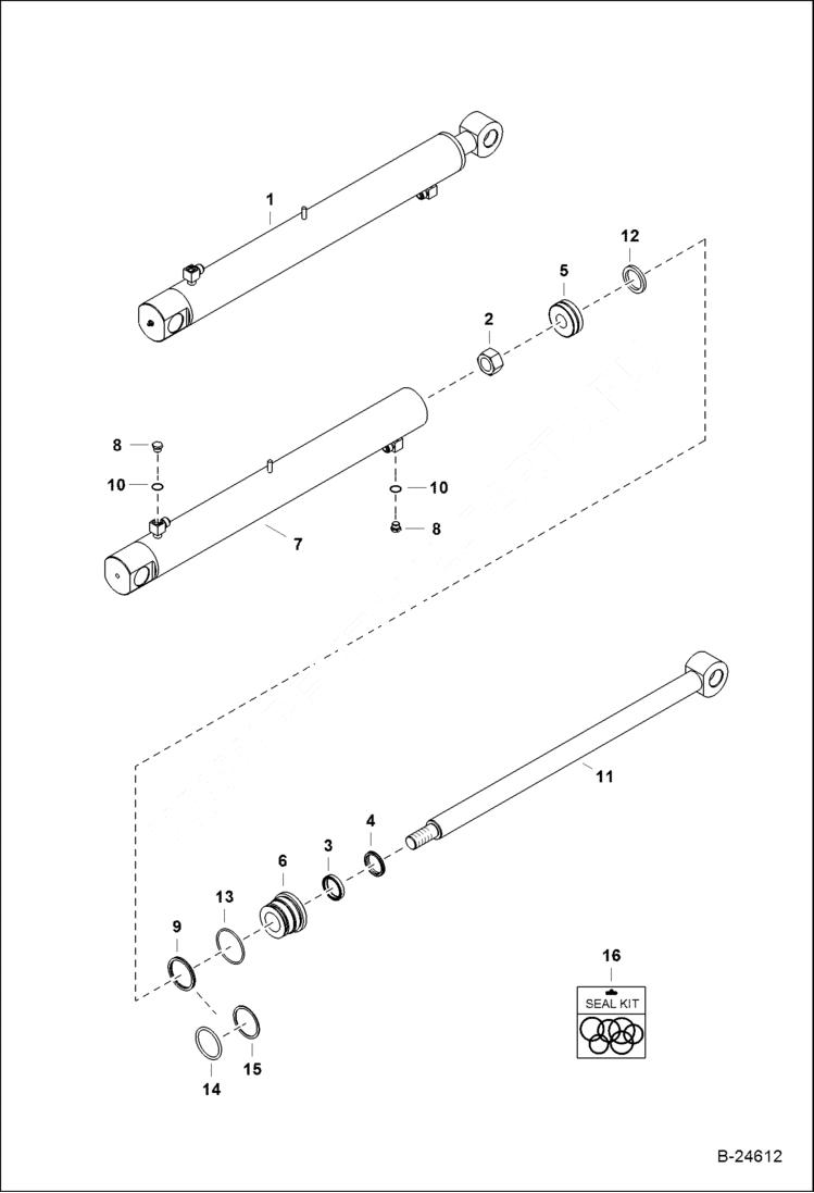 Схема запчастей Bobcat BL570 - LIFT CYLINDER Loading Arms HYDRAULIC SYSTEM