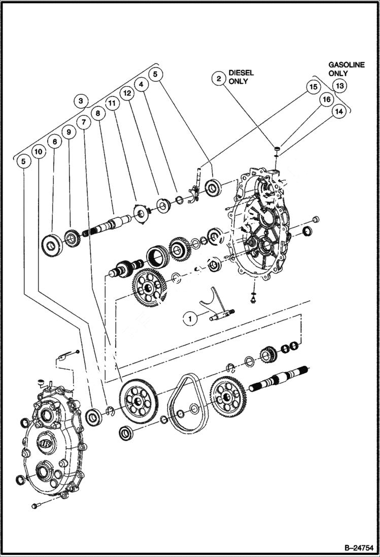 Схема запчастей Bobcat 2200 - TRANSMISSION DRIVE TRAIN