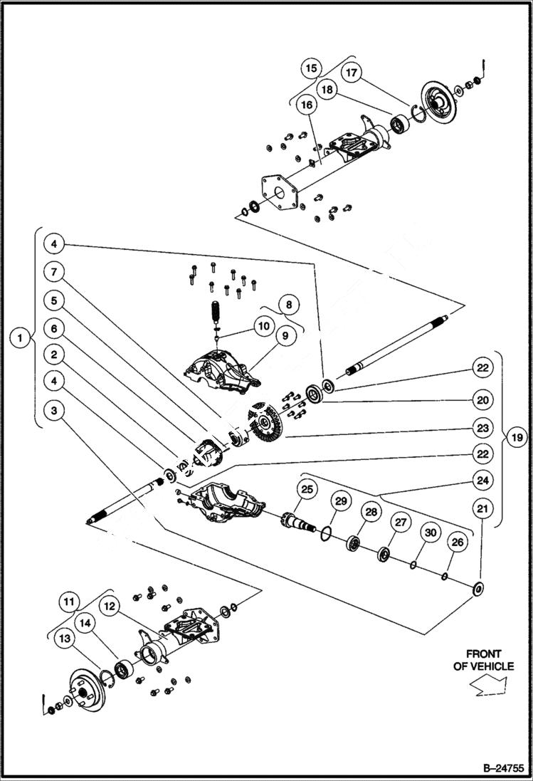Схема запчастей Bobcat 2200 - REAR DIFFERENTIAL DRIVE TRAIN