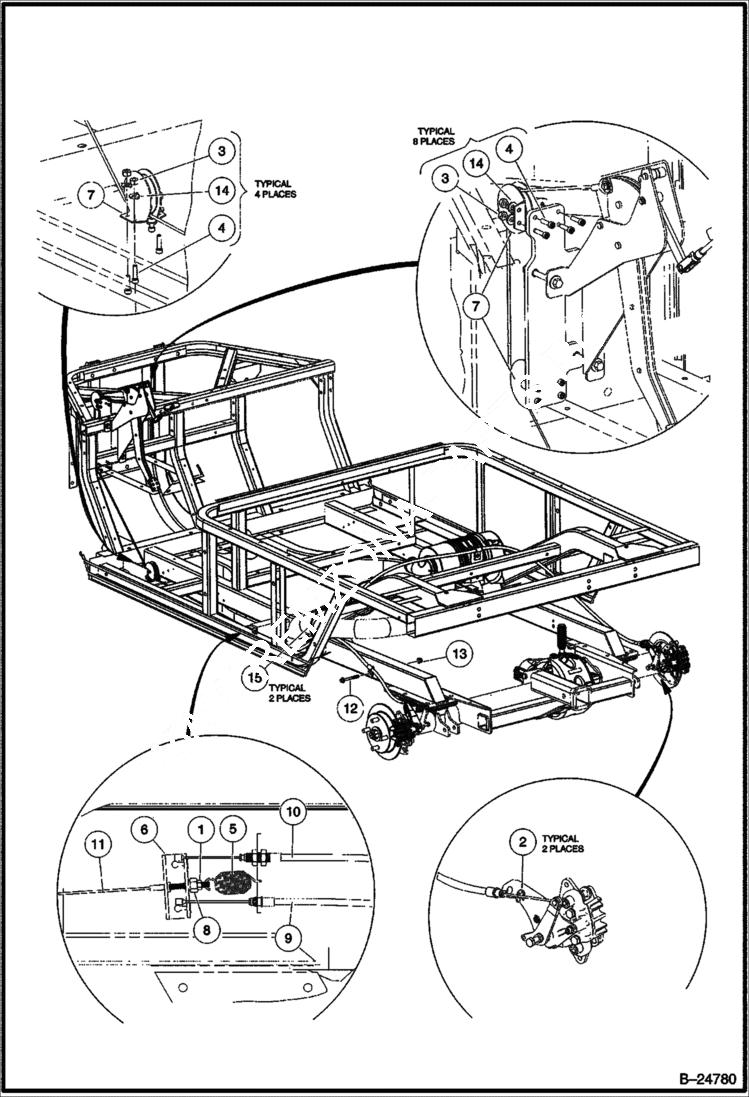 Схема запчастей Bobcat 2200 - PARK BRAKE ASSEMBLY CHASSIS