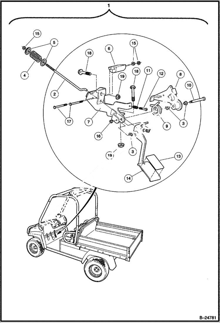 Схема запчастей Bobcat 2300 - ACCELERATOR PEDAL ASSEMBLY Style B POWER UNIT