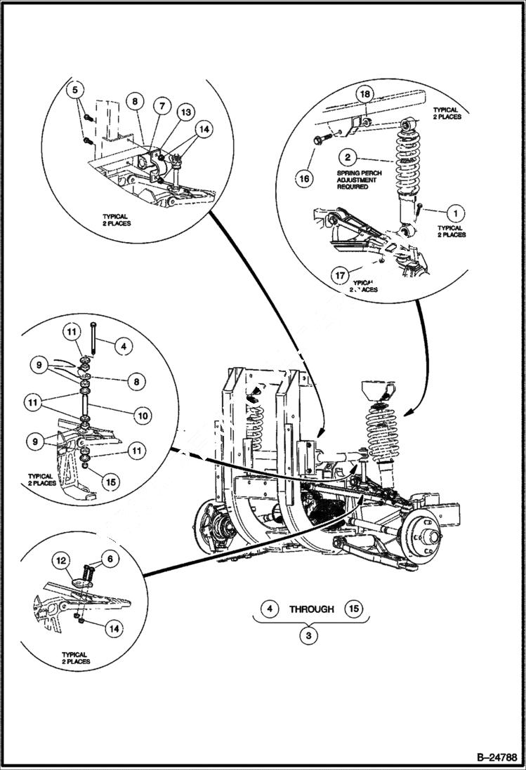 Схема запчастей Bobcat 2200 - FRONT SUSPENSION HIGH-CAPACITY OPTION CHASSIS
